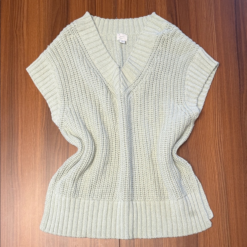 a new day Light Sage V-Neck Sleeveless Knit Sweater Vest